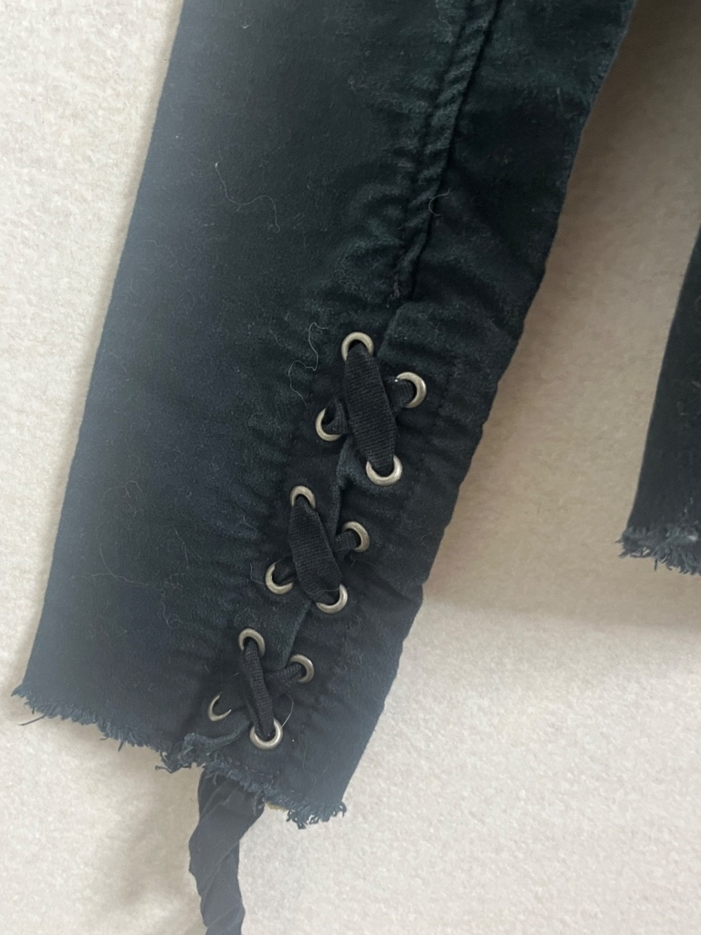 Free People Black Military Style Jacket Lace Up Sleeve Button Front Size Small - Picture 6 of 6